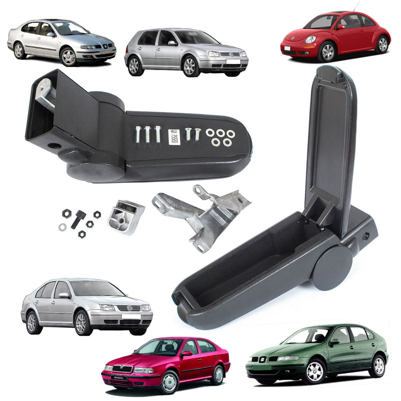 Apoio de braço em couro preto para VW Golf 4 Bora e New Beetle