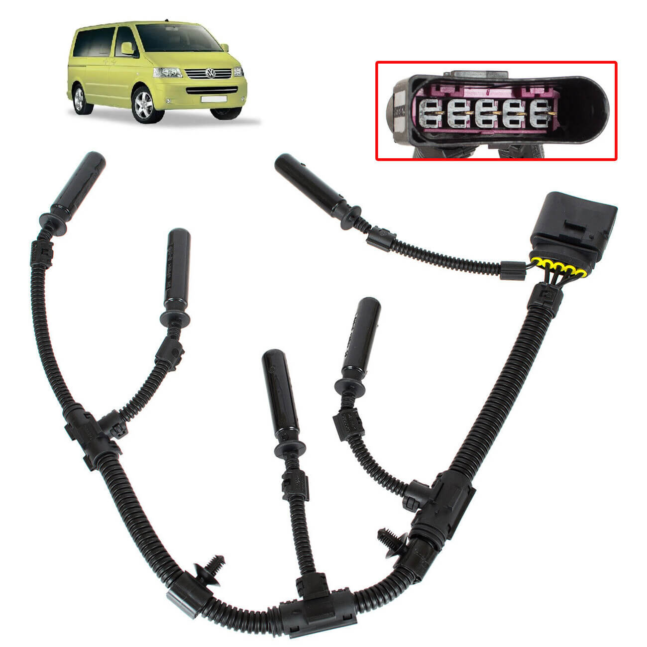 Cabos Conexão Velas Incandescência VW T5 Multivan V