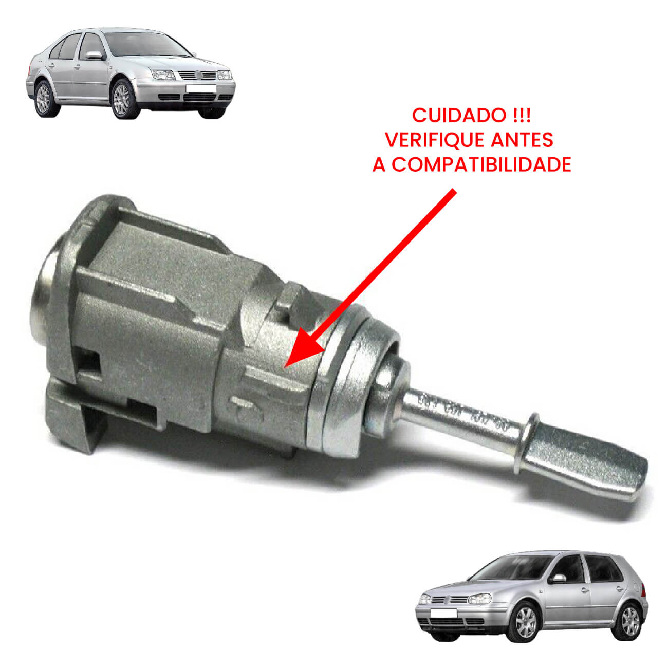 Canhão de fechadura de porta dianteira direita VW Golf Bora 604837168