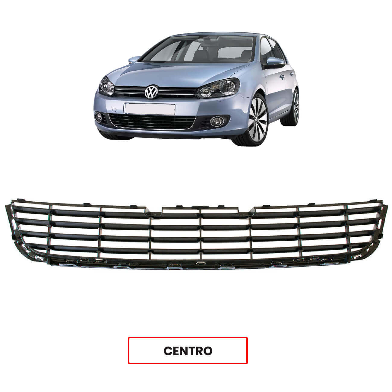 Grelha frontal central parachoques VW Golf VI