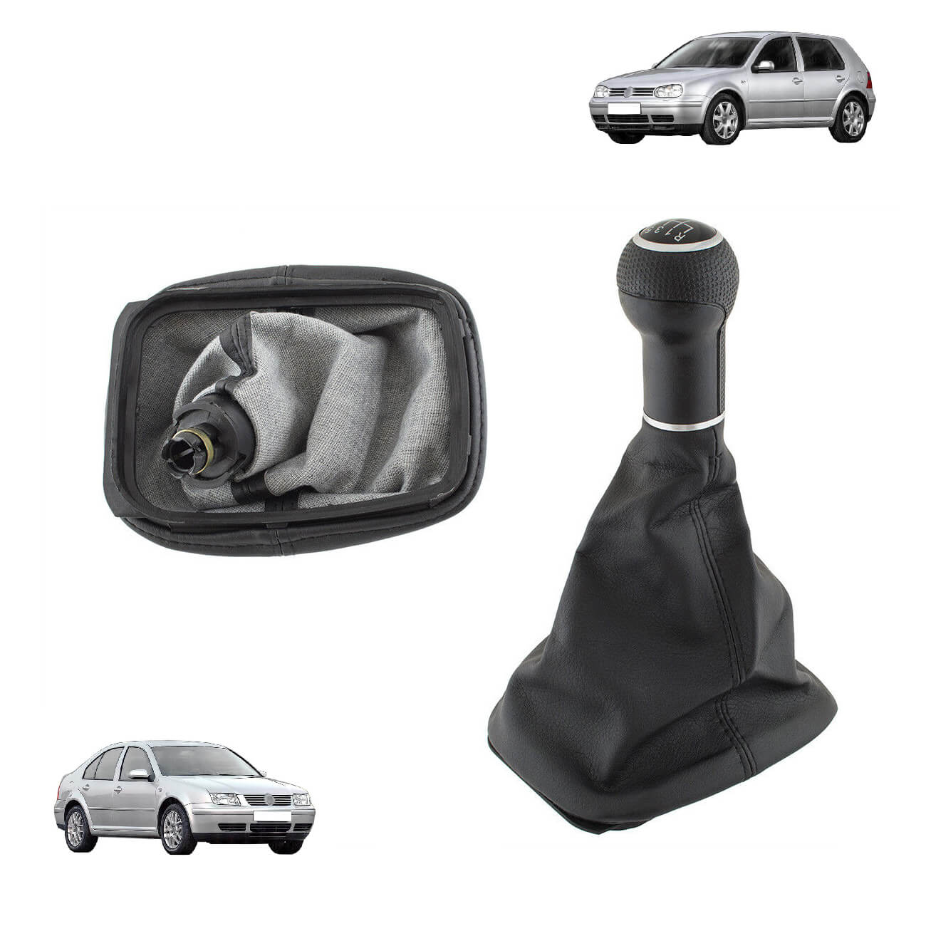 Moca de velocidades preto cromado VW Golf IV Bora