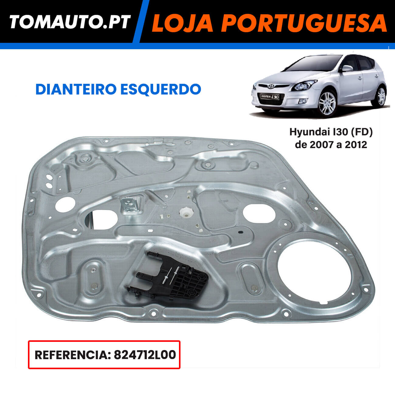 Painel Porta Frente Esquerda Com Mecanismo Elevador de Vidro Hyundai I30 (07-12)