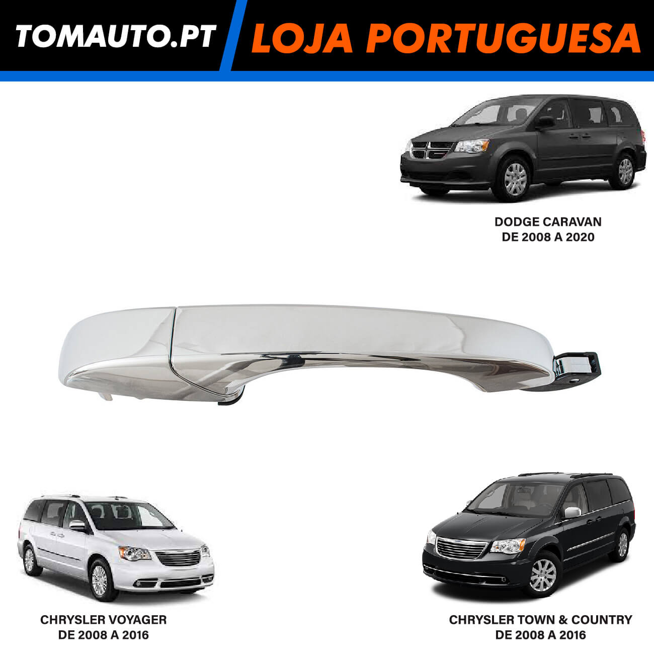 Puxador Porta Lateral Dodge Caravan, Chrysler Voyager e Town Country - 4589714AA / 4589188AB / 4589714AB