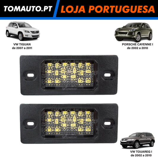 2 Luzes Placa Matricula LED VW Touareg, Tiguan e Porsche Cayenne