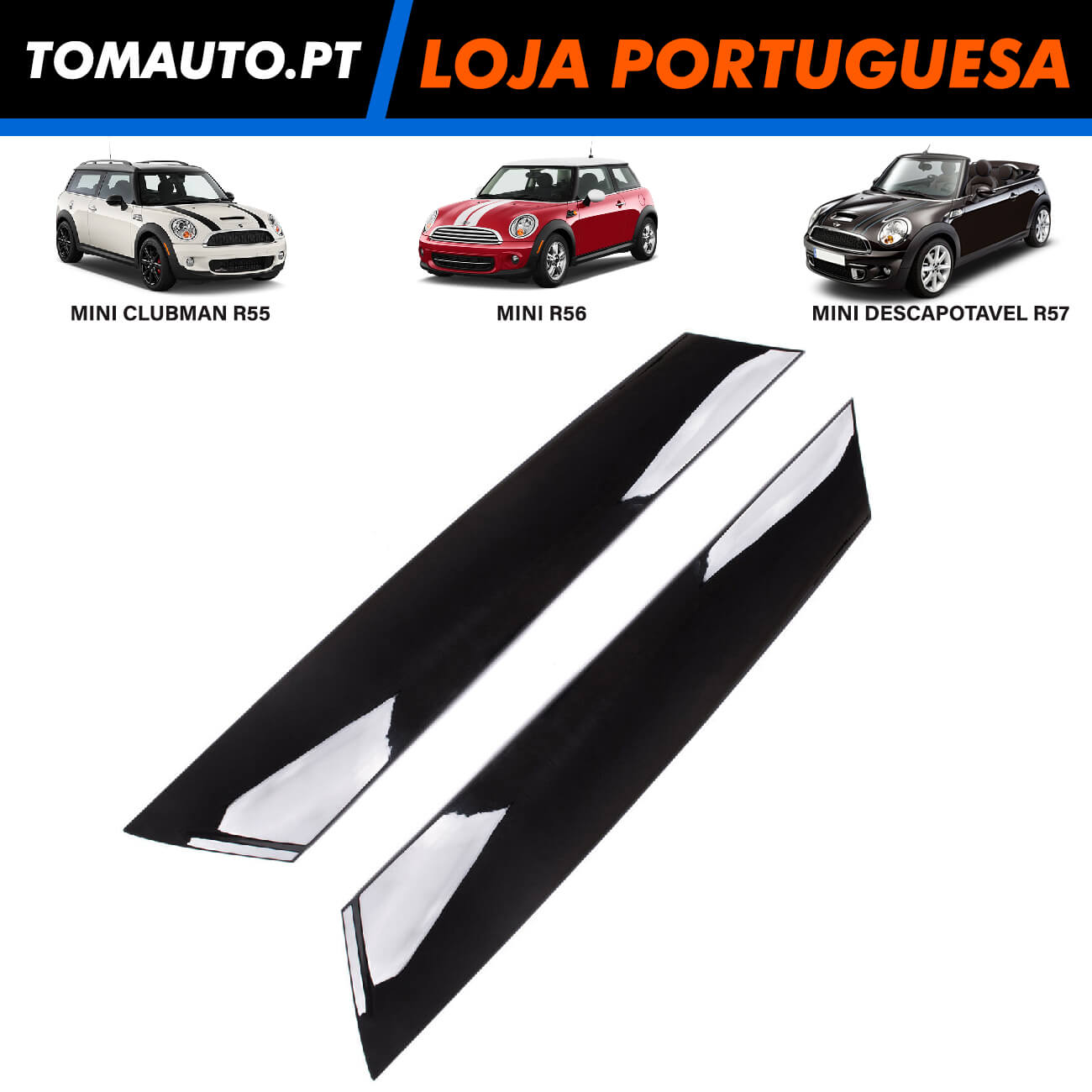 2X Frisos Laterais Frente Tejadilho Mini Cooper R55 R56 R57 - 51137272583 / 51137272584