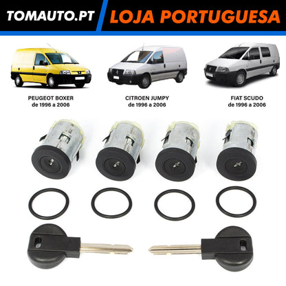 4 Fechaduras de portas com 2 chaves para Fiat Scudo Citroen Jumpy e Peugeot Boxer de 1994 a 2006