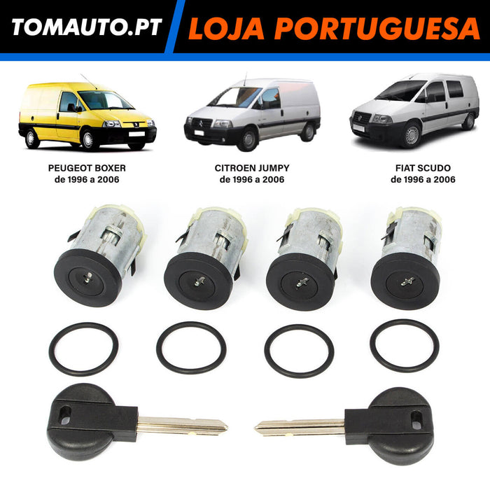 4 Fechaduras de portas com 2 chaves para Fiat Scudo Citroen Jumpy e Peugeot Boxer de 1994 a 2006