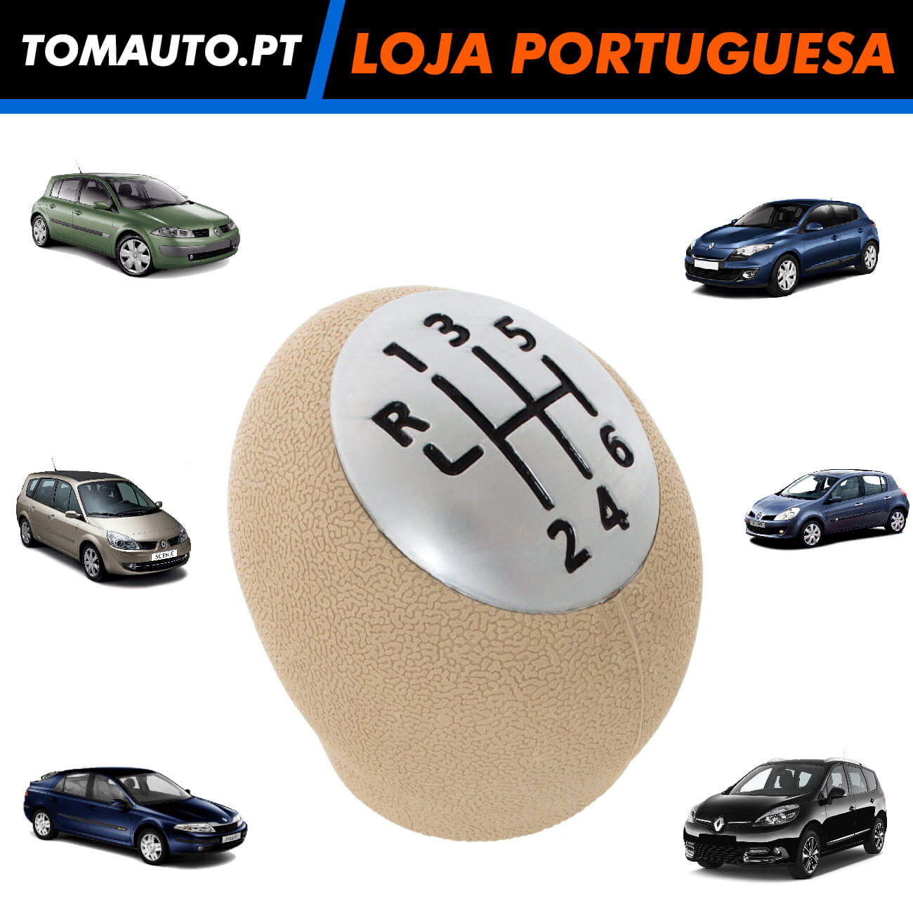 Alavanca de 6 Velocidades Beige Renault Clio, Megane, Laguna e Scenic