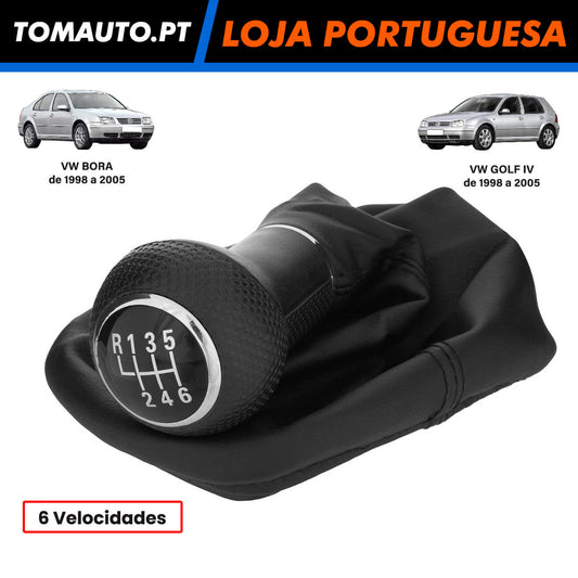 Alavanca 6 Velocidades Preto Anel Cromado VW Golf 4 e Bora de 1998 a 2005