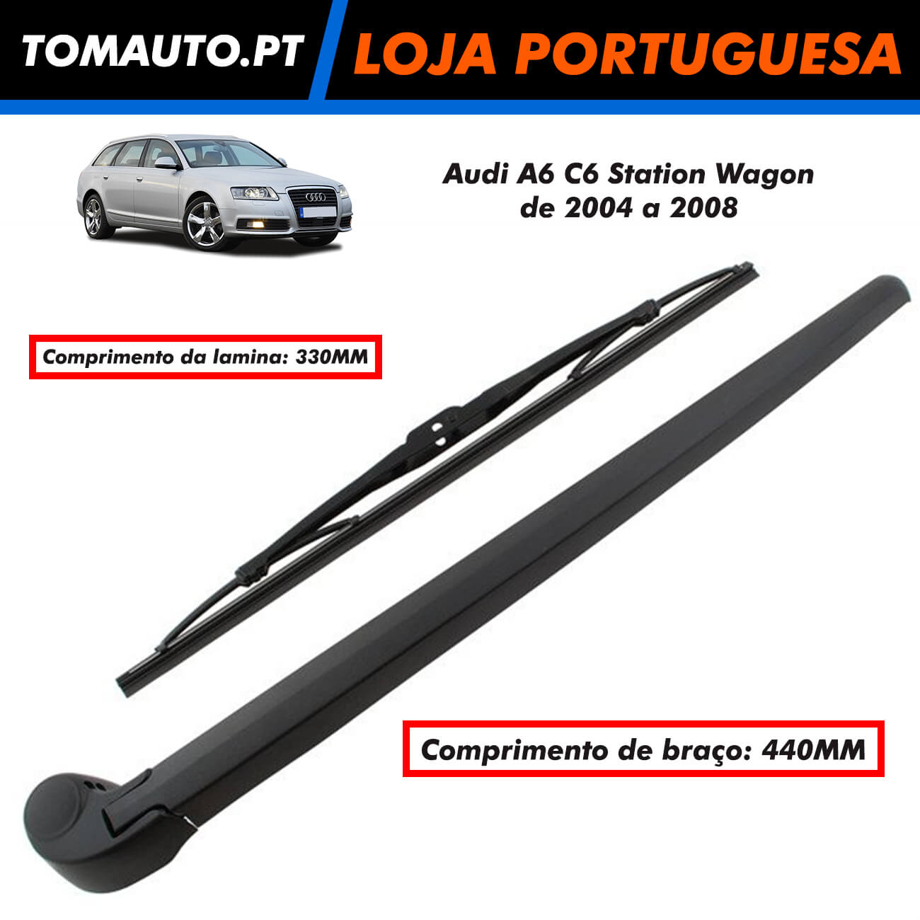 Braço de limpa vidros + escova Audi A6 C6 carrinha