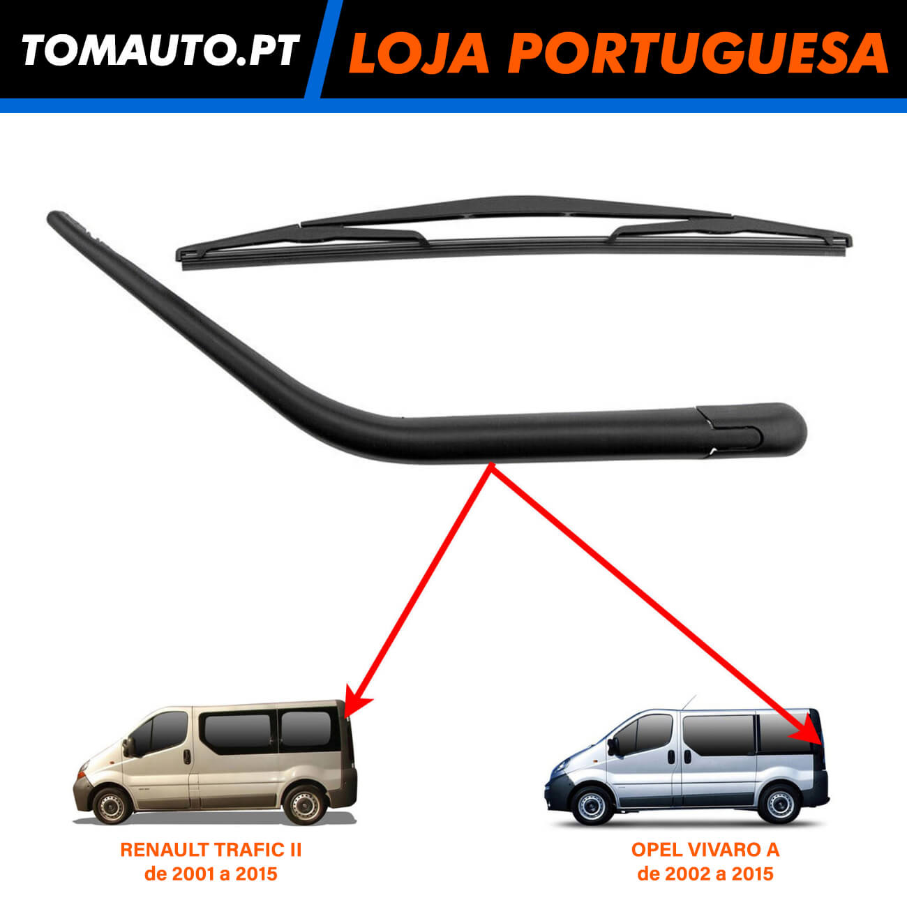 Braço Limpa-vidros Traseira Opel Vivaro A e Renault Trafic II 2001 a 2015 - 7711172850