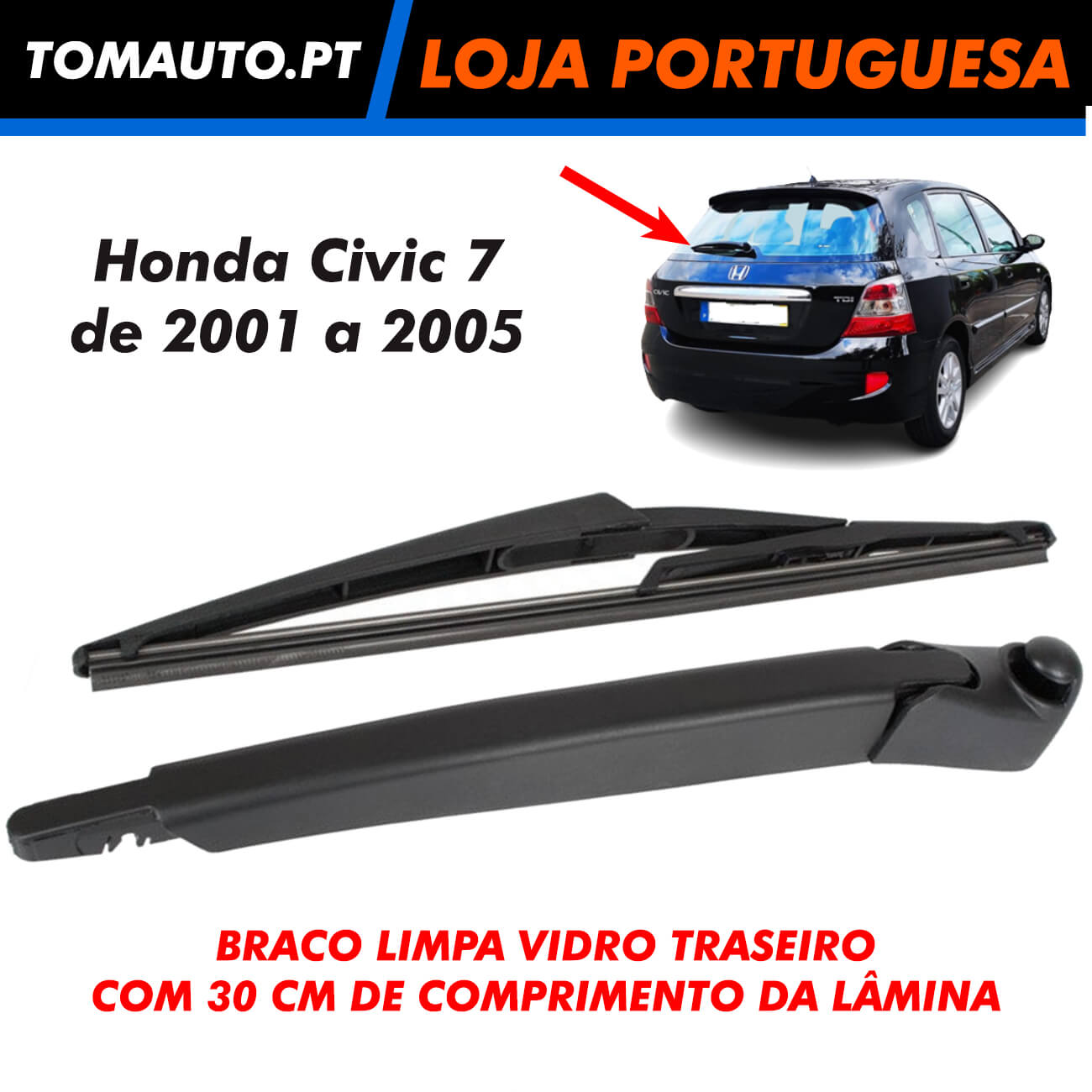 Braço de limpa vidros traseiro Honda Civic VII Hatchback