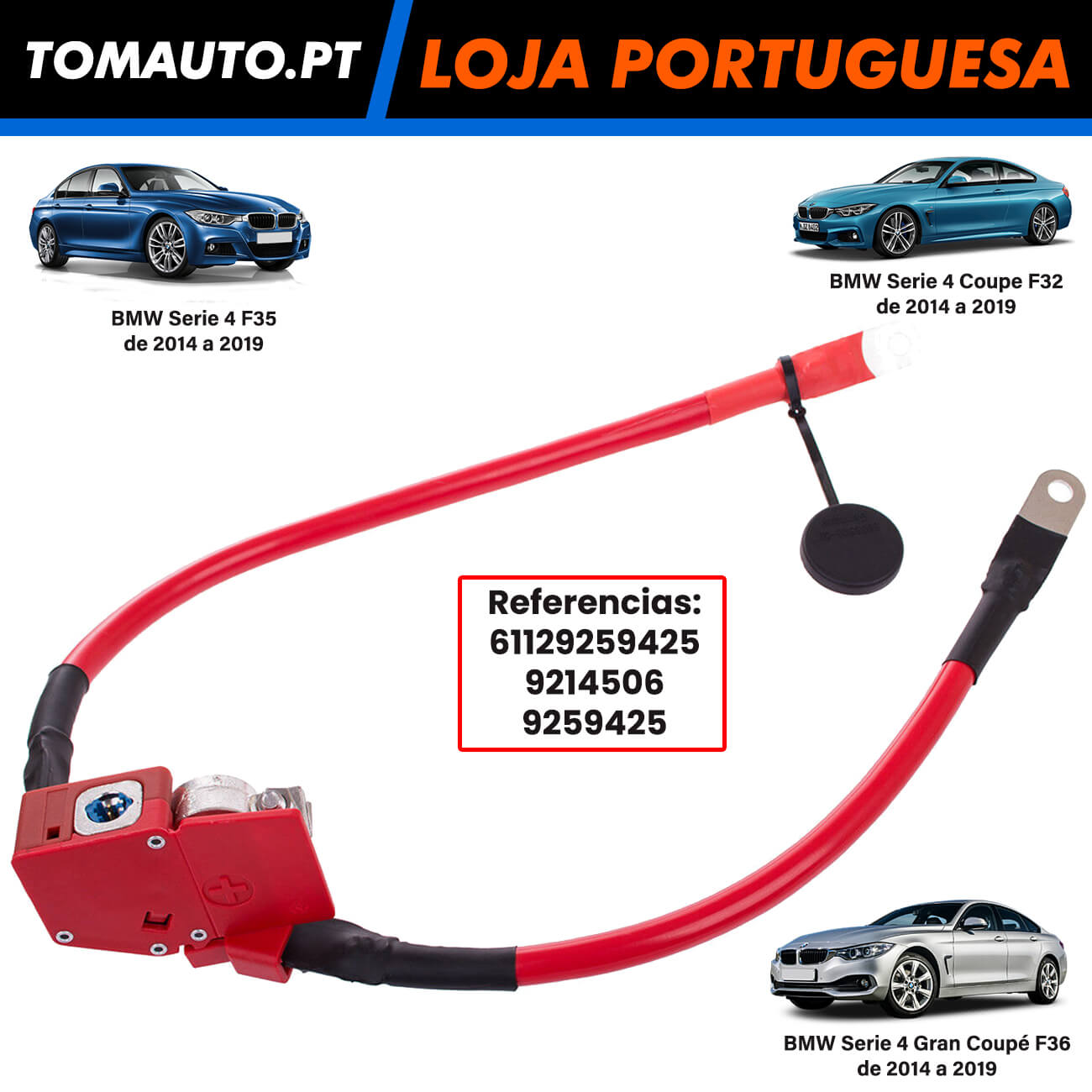 Cabo de bateria BMW Serie 4 F32 F35 F36 61129259425 9214506