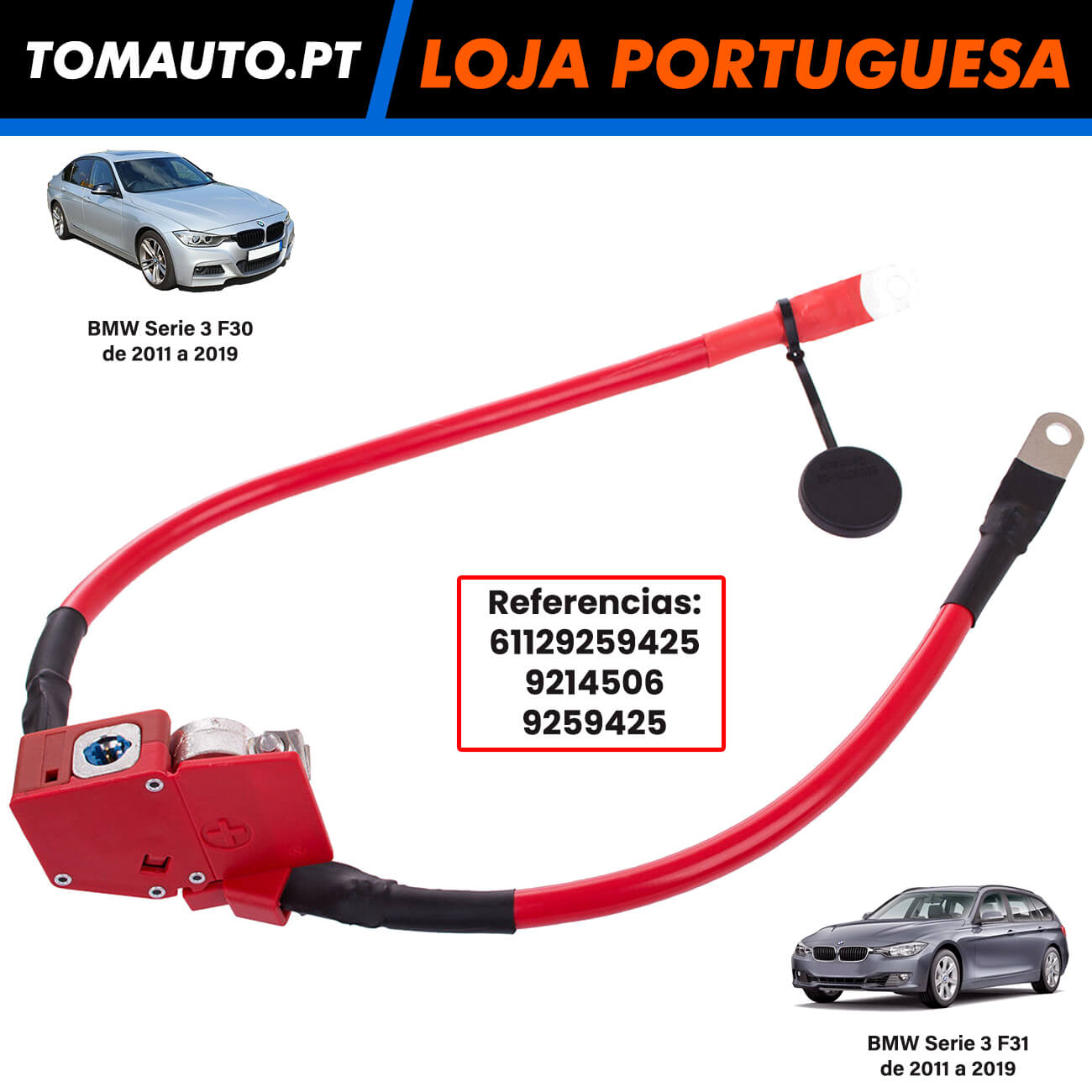 Cabo de ligacao positivo bateria BMW 3 F30 F31 F34 61129259425 9214506