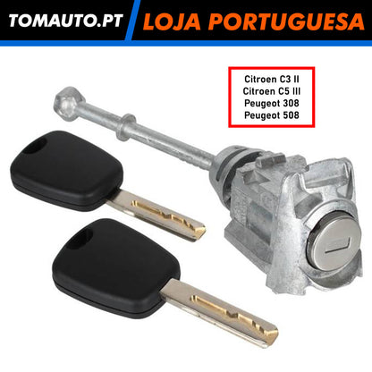 Canhao de fechadura de porta da frente esquerda para Citroen C3 C5 Peugeot 308 508