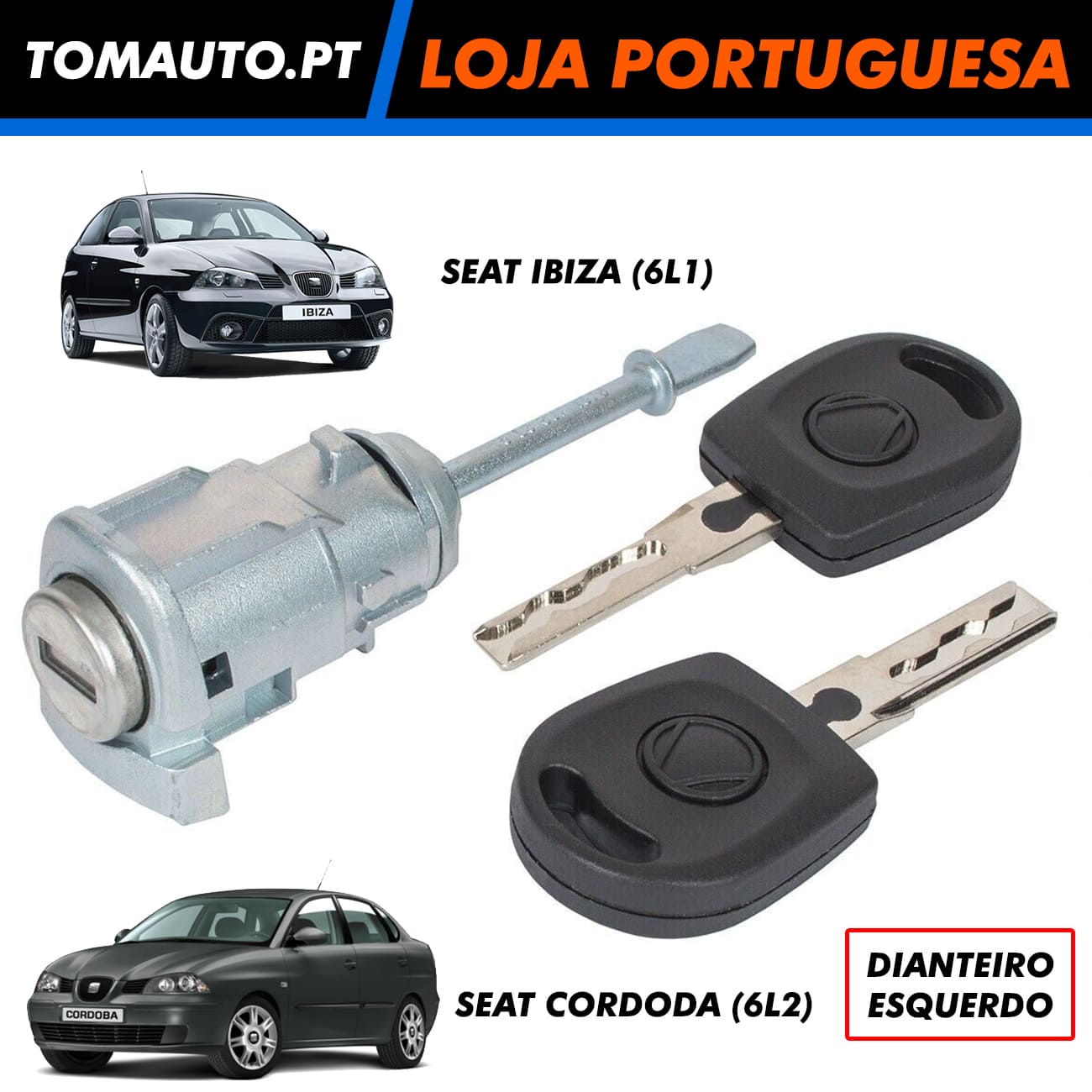 Cilindro esquerdo com chaves para Seat Ibiza, Cordoba 6L3837167B