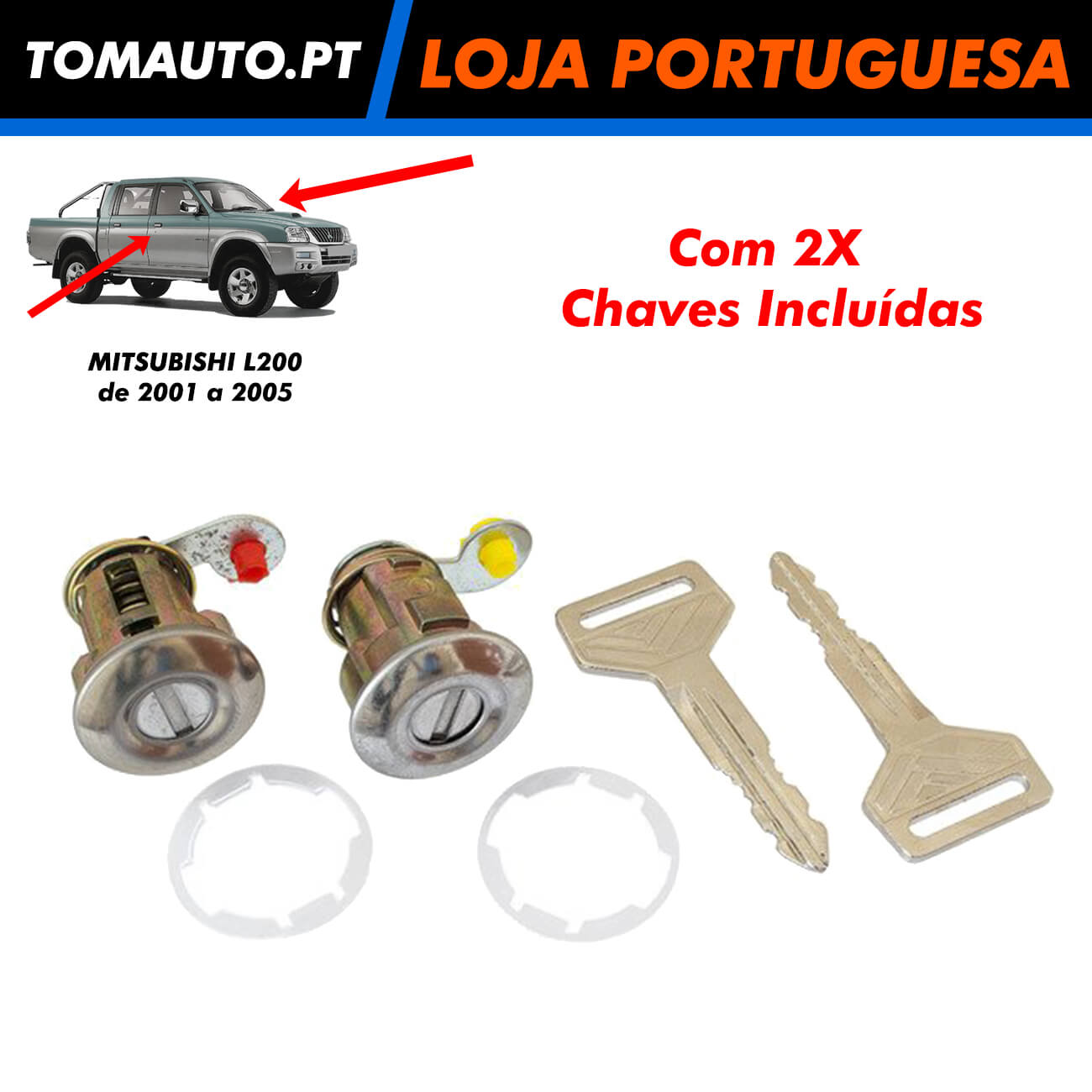 Cilindro de fechadura, canhão porta direita e esquerda Mitsubishi L200