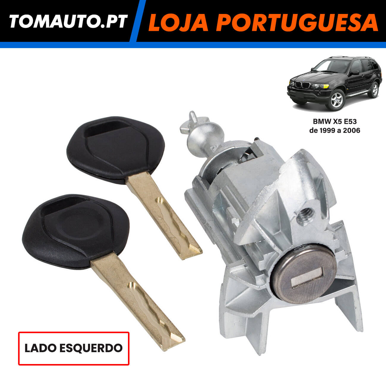 Cilindro Fechadura Porta Dianteira Esquerda 2 Chaves BMW X5 E53 de 1999 a 2006