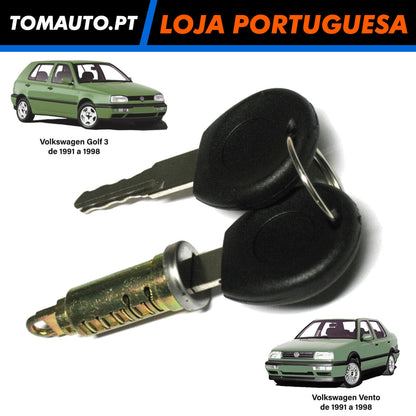 Conjunto de canhão de fechadura de porta direita esquerda VW Golf III Vento 2 chaves