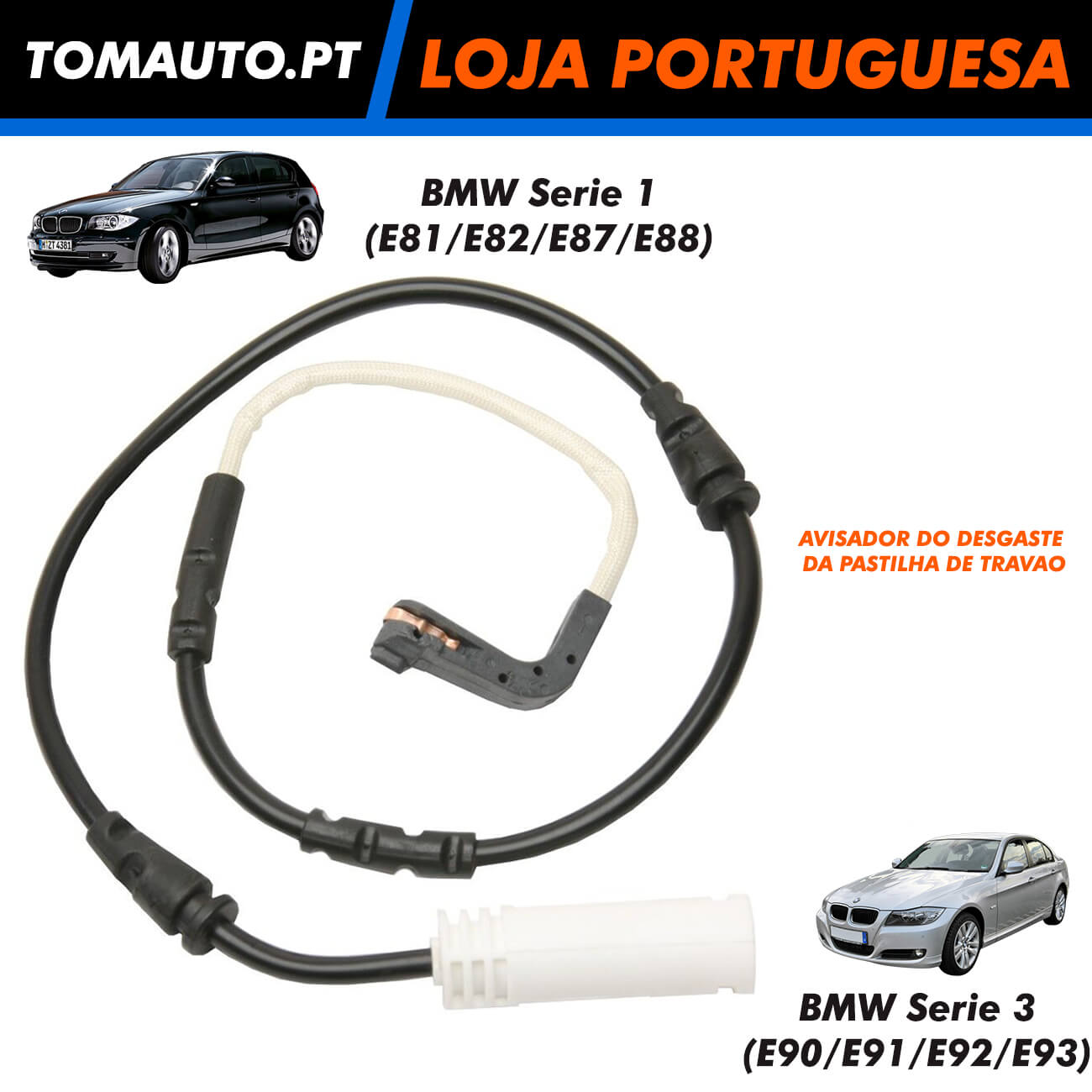 Contacto avisador de desgaste da pastilha de travão do eixo dianteiro para BMW serie 1 e 3