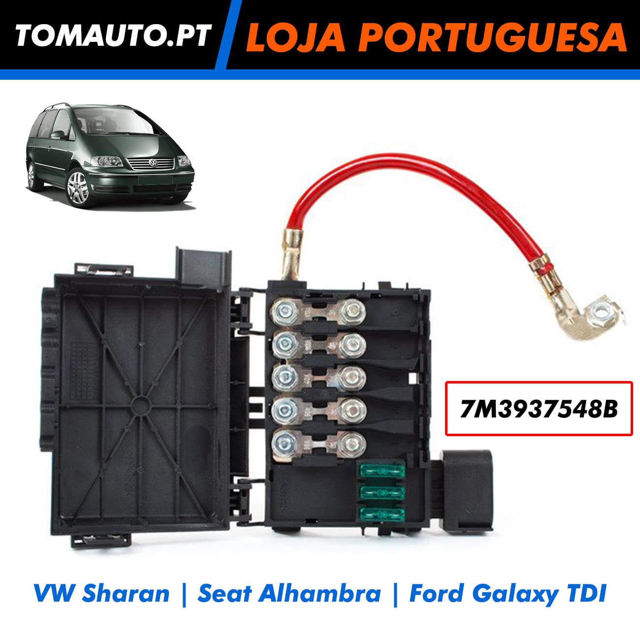 Detonador da caixa de fusíveis para VW Sharan, Seat Alhambra e Ford Galaxy 7M3937548B