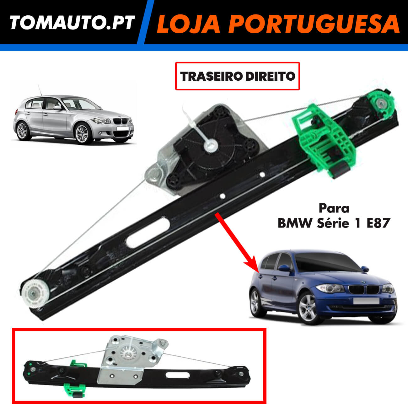 Elevador traseiro direito BMW Serie 1 E87 51357138468 67626927026