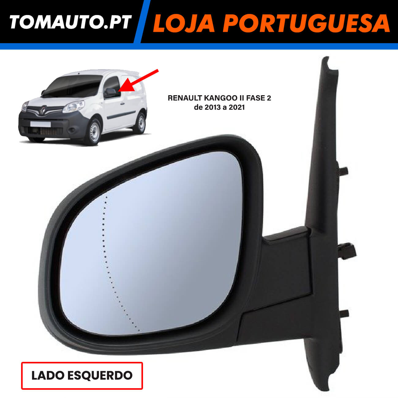 Espelho Retrovisor Eletrico Esquerdo Renault Kangoo 963027201R - 963664943R - 963735075R