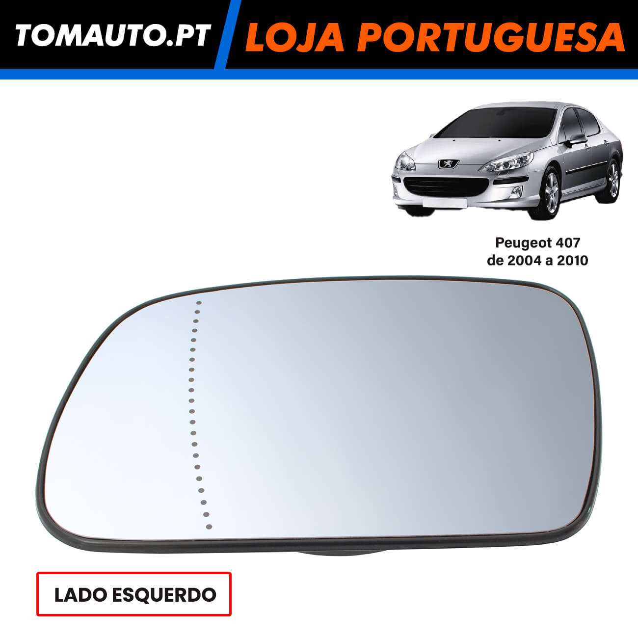 Espelho de retrovisor esquerdo aquecido elétrico para Peugeot 407