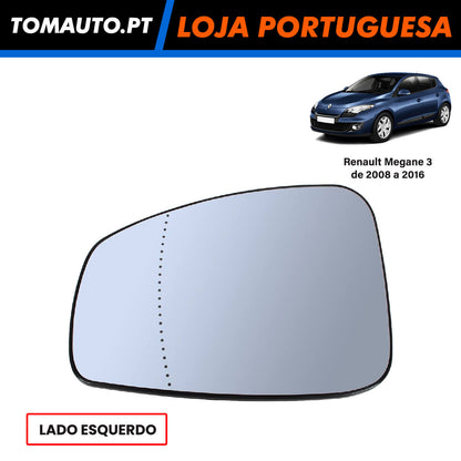 Espelho de retrovisor esquerdo com aquecimento convexo Renault Megane 3