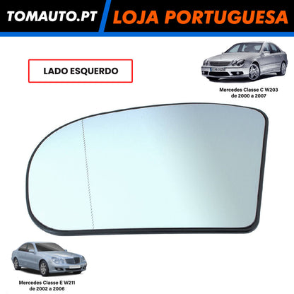 Espelho de retrovisor esquerdo Mercedes C W203 e Classe E W211