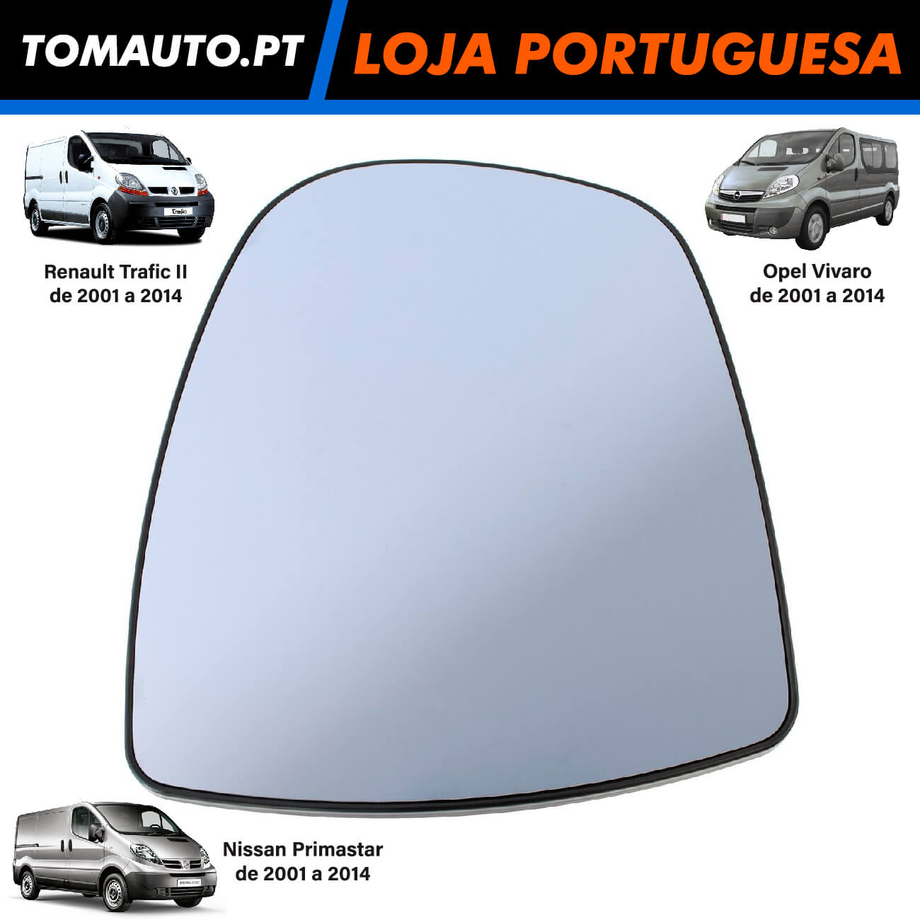 Espelho Retrovisor Esquerdo Renault Trafic II, Opel Vivaro, Nissan Primastar 4408323 - 4410618 - 7701050267 - 7701052624