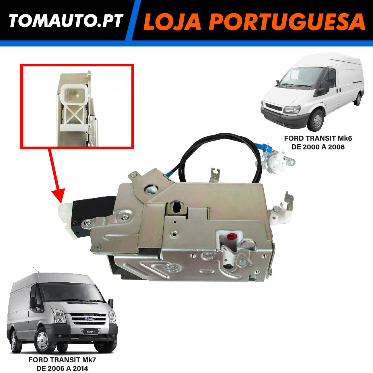 Fechadura Porta Correr Ford Transit Mk6 Mk7 (00-14) - 1C15B264A00 / 1C15B264A00FG / 1C15B264A00FF