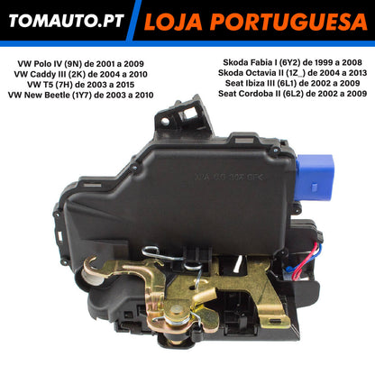 Fechadura Porta Frente DIreita VW, Seat e Skoda - 3B1837016 / 5J1837016