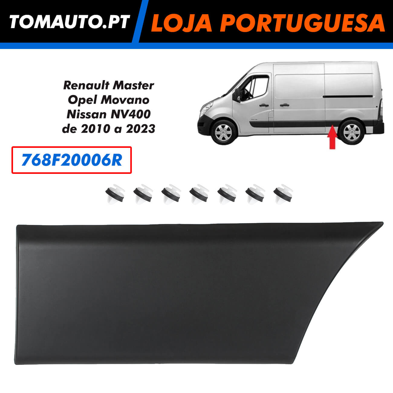 Friso painel traseiro esquerdo para Renault Master, Opel Movano e Nissan NV300