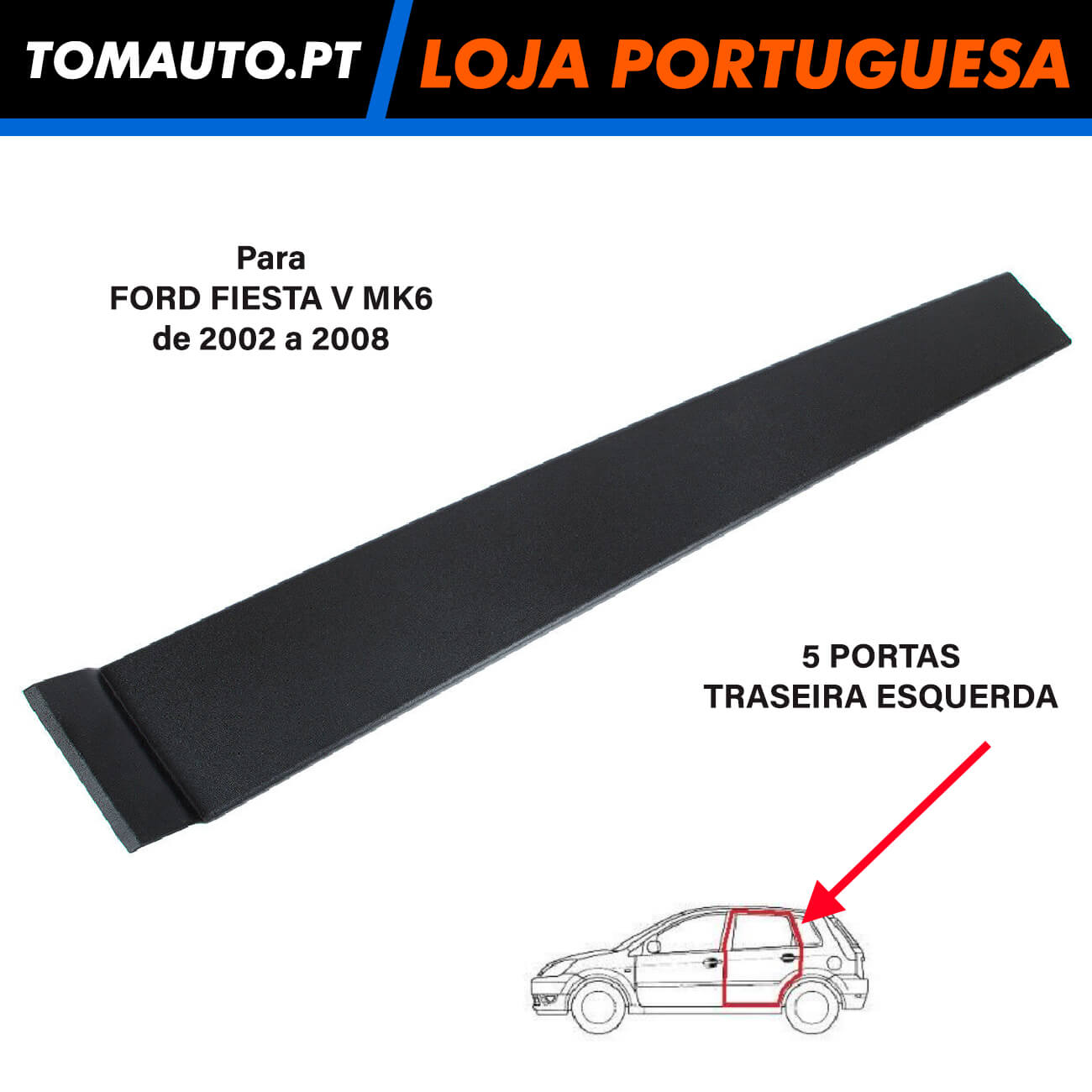 Friso Porta Traseira Esquerda Ford Fiesta V (02-08)