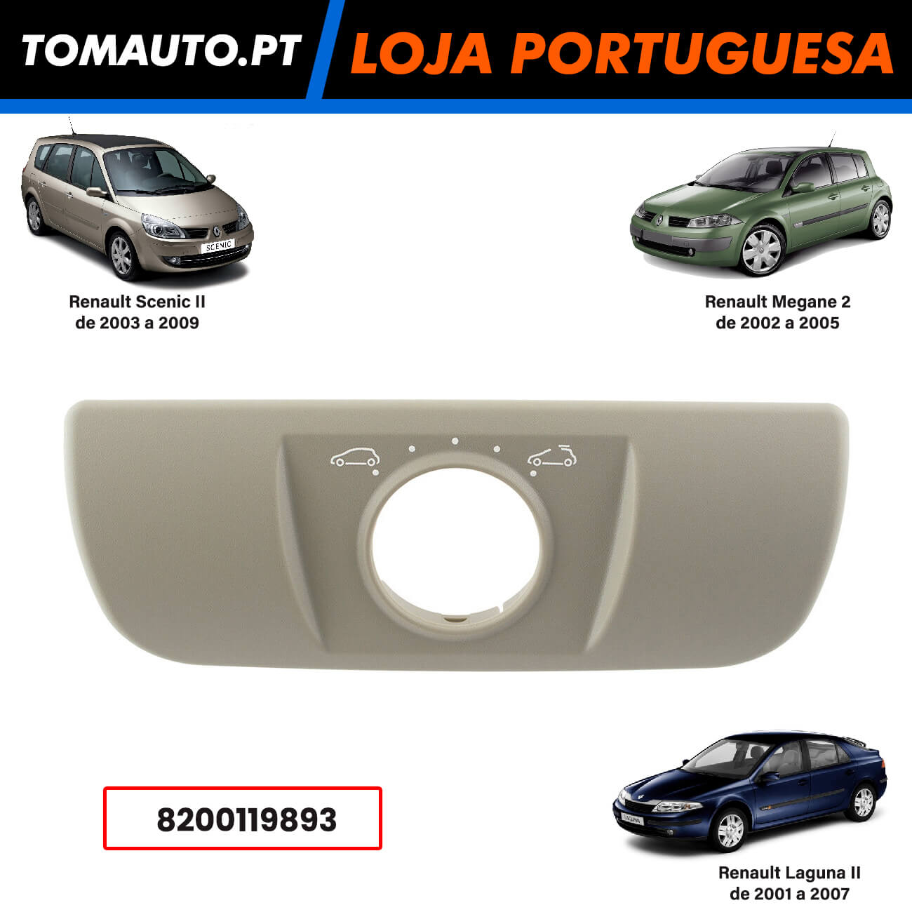 Interruptor Abertura Tecto Renault Megane, Scenic e Laguna - 8200119893