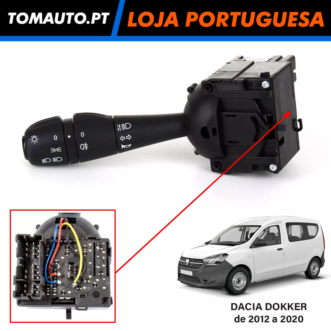 Interruptor de luzes e piscas Dacia Dokker OEM 8201167982 - 255408317R