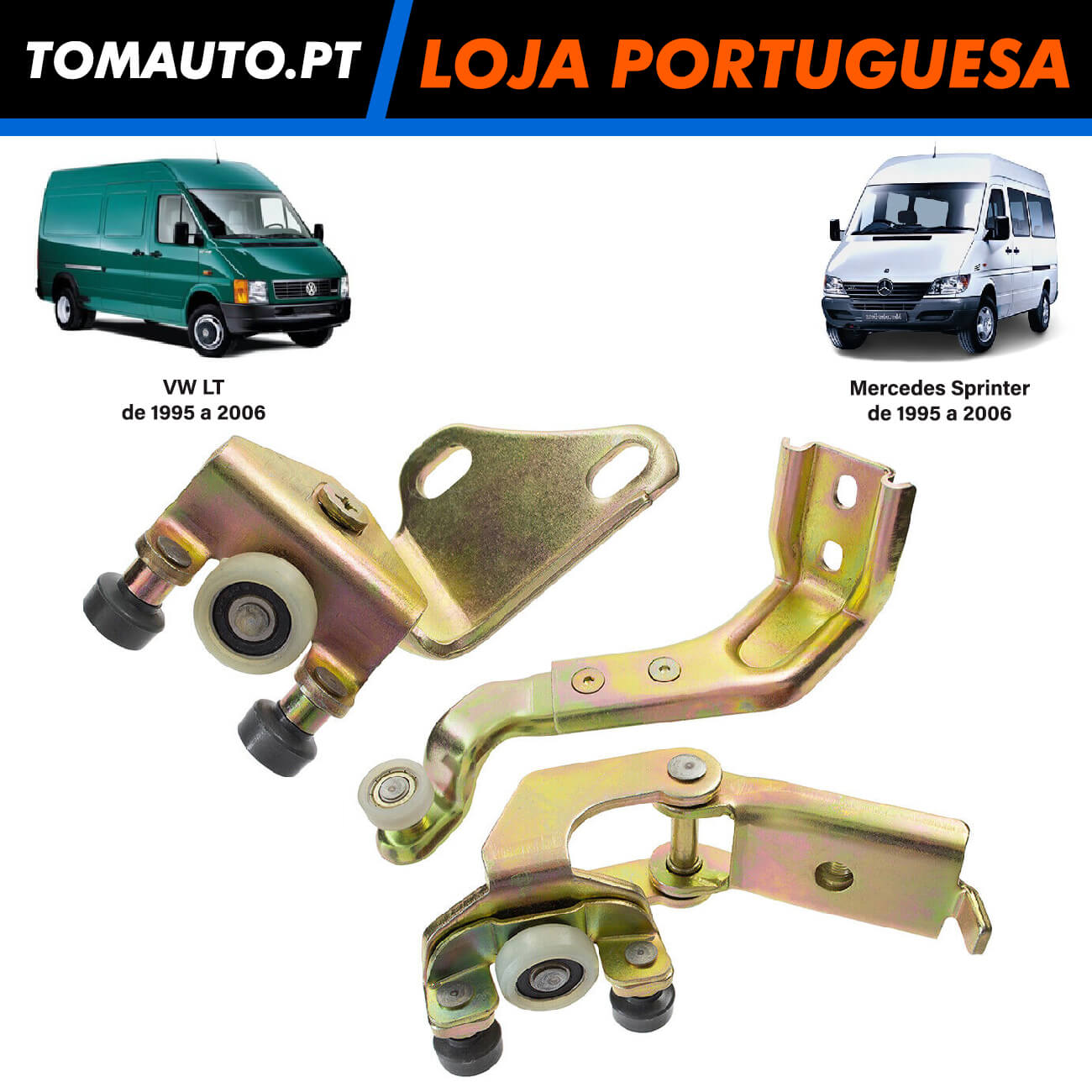 Kit 3 Rolos Porta Correr Mercedes Sprinter e VW LT (95-06) - 9017600128 / 9017601347 / 9017601047