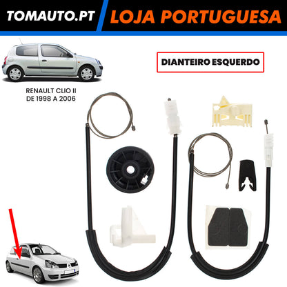 Kit de reparação elevador vidro dianteiro esquerdo Renault Clio II - 3 portas 