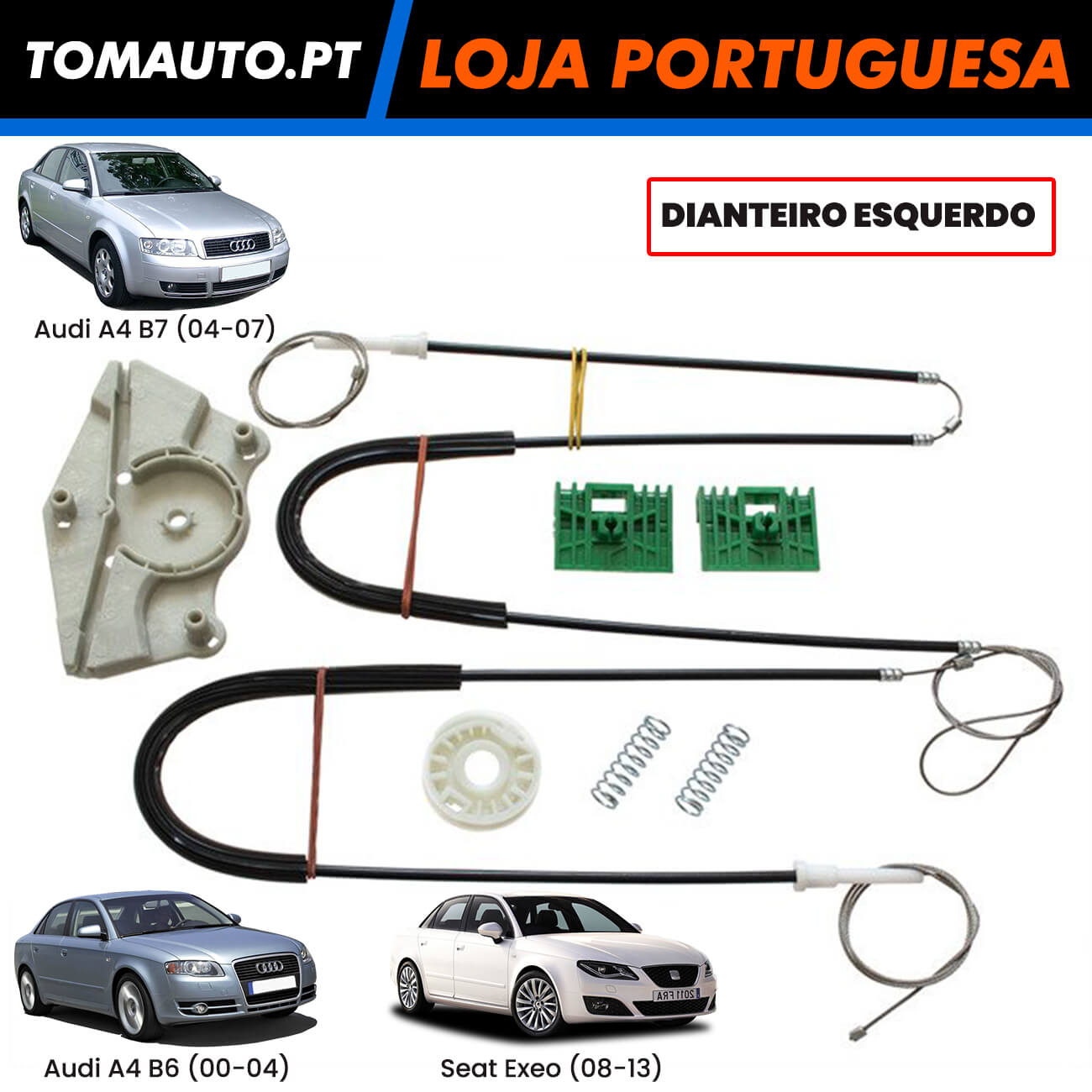 Kit de reparação elevador de vidros da frente esquerdo para Audi A4 B6 B7 Seat Exeo