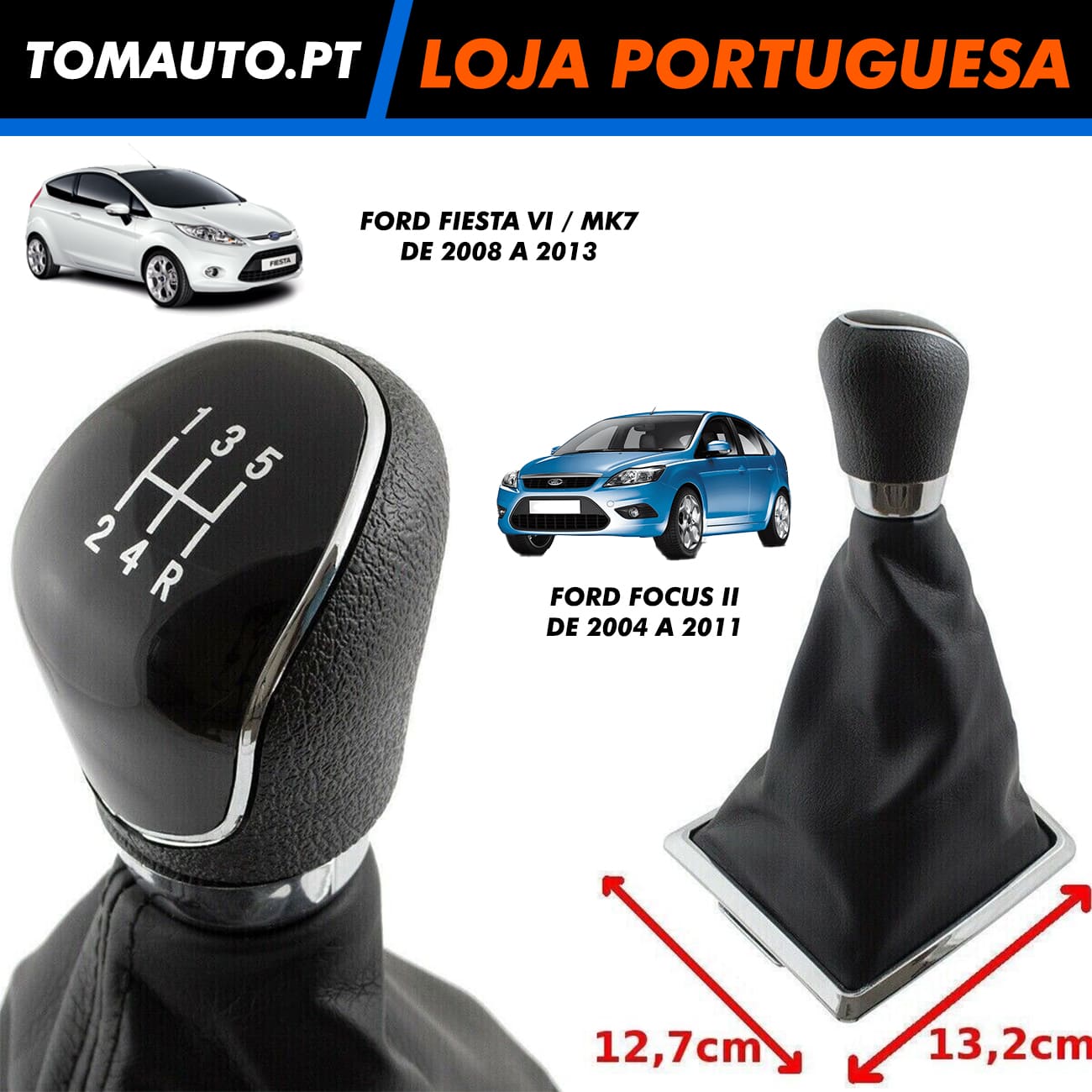 Manete de velocidades + fole para Ford Focus Mk2 e Fiesta VI Mk7