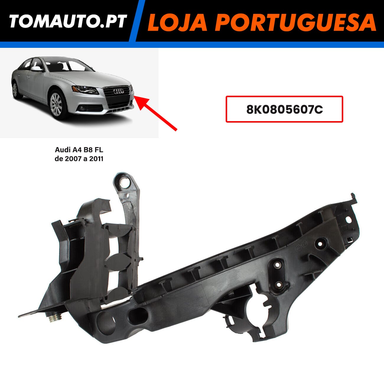 Montagem Farol Dianteiro Esquerdo Audi A4 B8 (07-11) - 8K0805607C