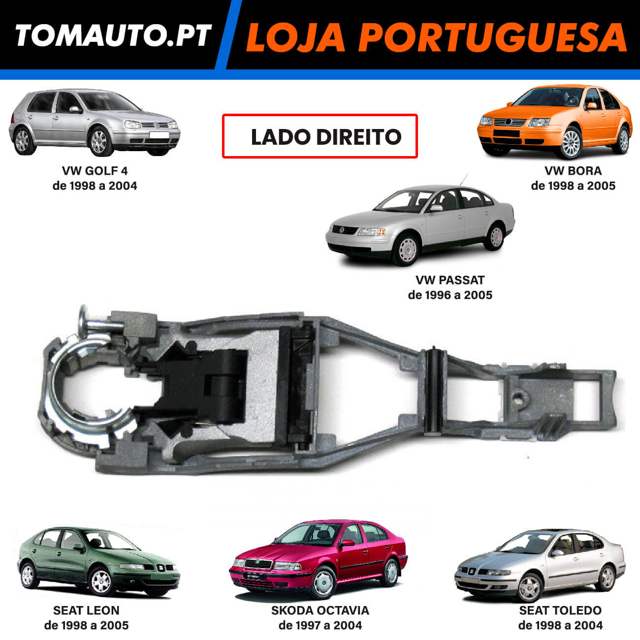 Pega Porta Direita VW, Skoda, Seat - 3B0837886D