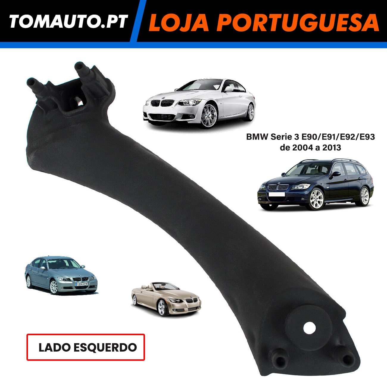 Pega Porta Interior Esquerda Preto BMW Serie 3 E90 E91 E92 E93 (04-13) - 51417230849