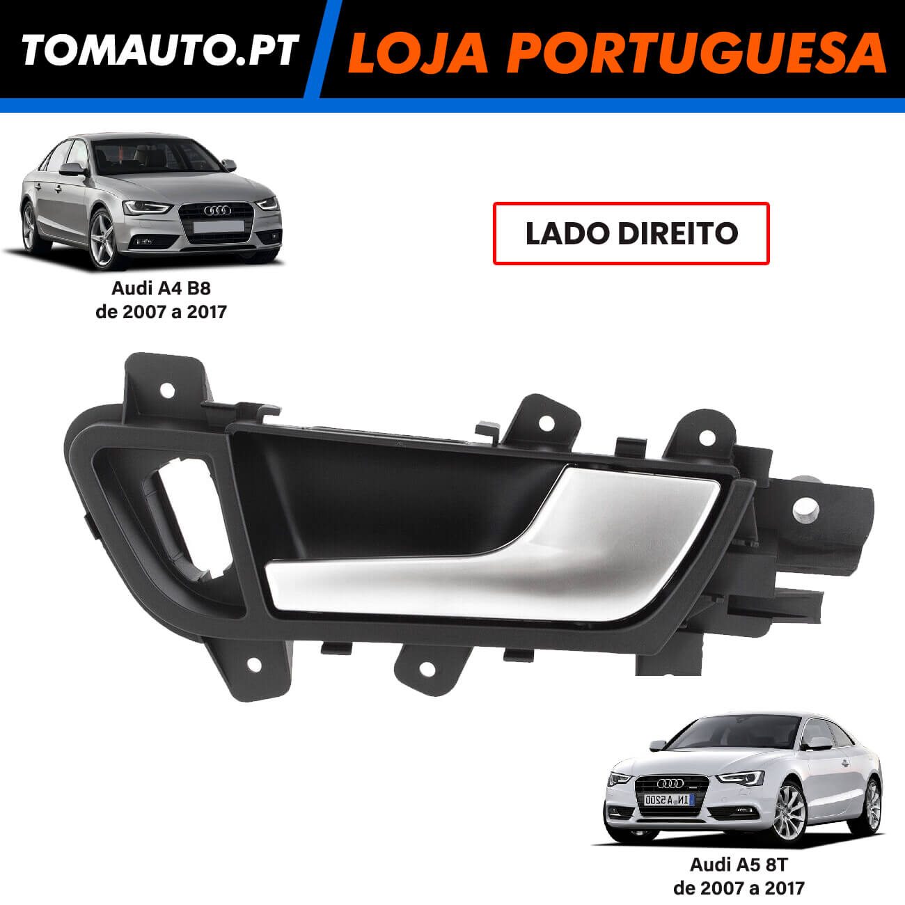 Puxador Interior Porta Frente Direita Audi A4 B8, A5 8T (07-17) - 8K0837020