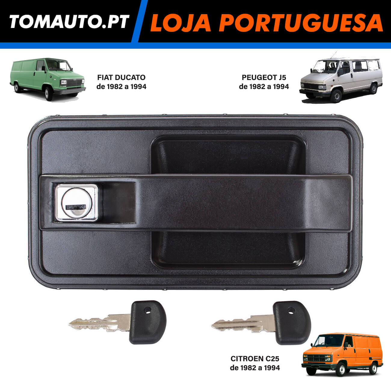 Puxador Porta Direita Fiat Ducato, Citroen C25 e Peugeot J5 (82-94) - 9101.H0