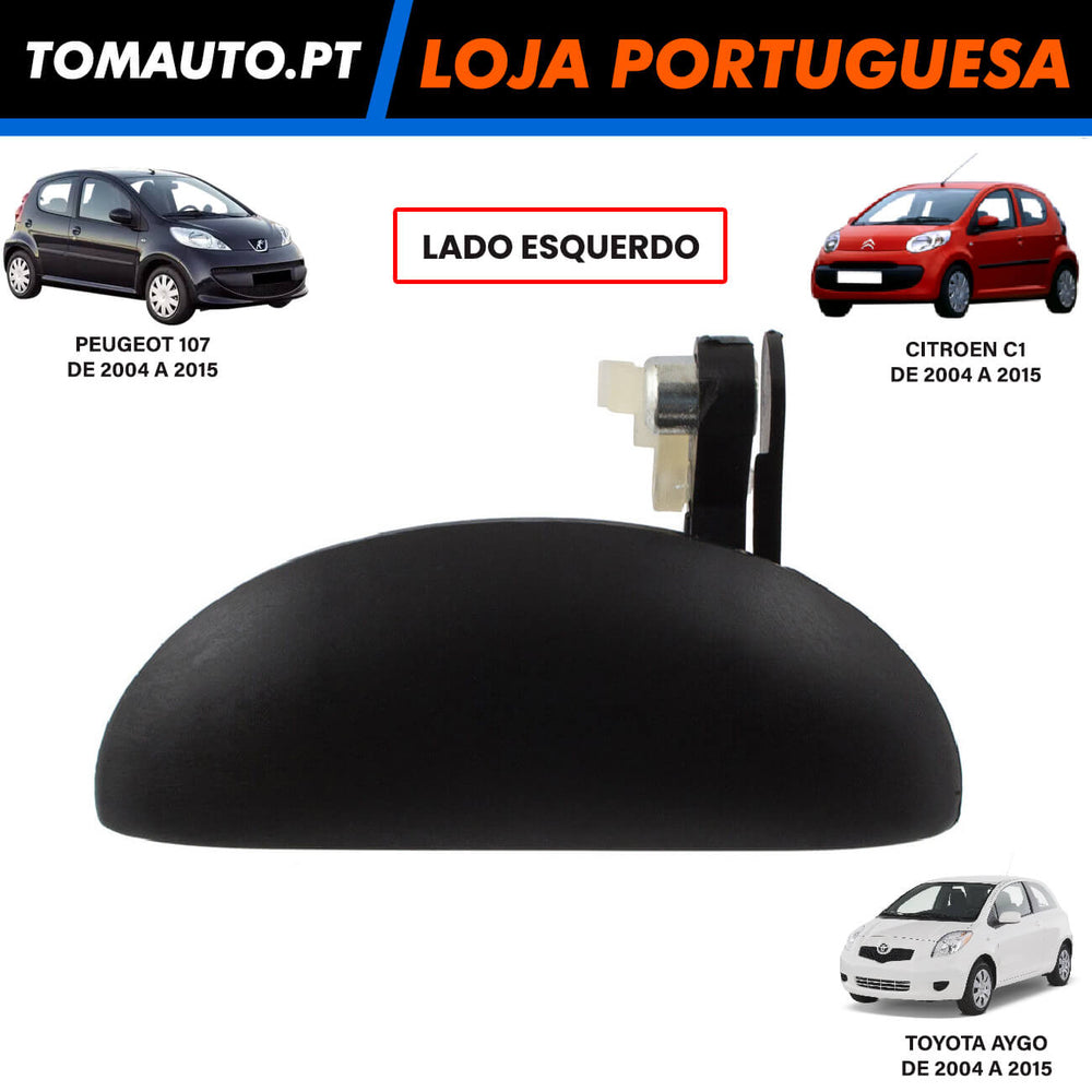 Puxador exterior da porta dianteira esquerda para Citroën C1, Peugeot 107 e Toyota Aygo (9101AJ, 9101AK, 692200H901)