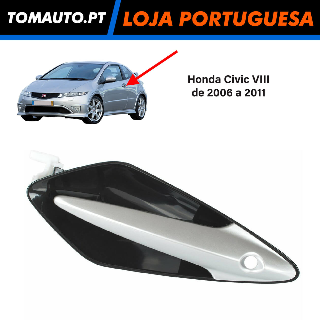 Puxador de porta frente esquerda com buraco Honda Civic VIII (06-11)