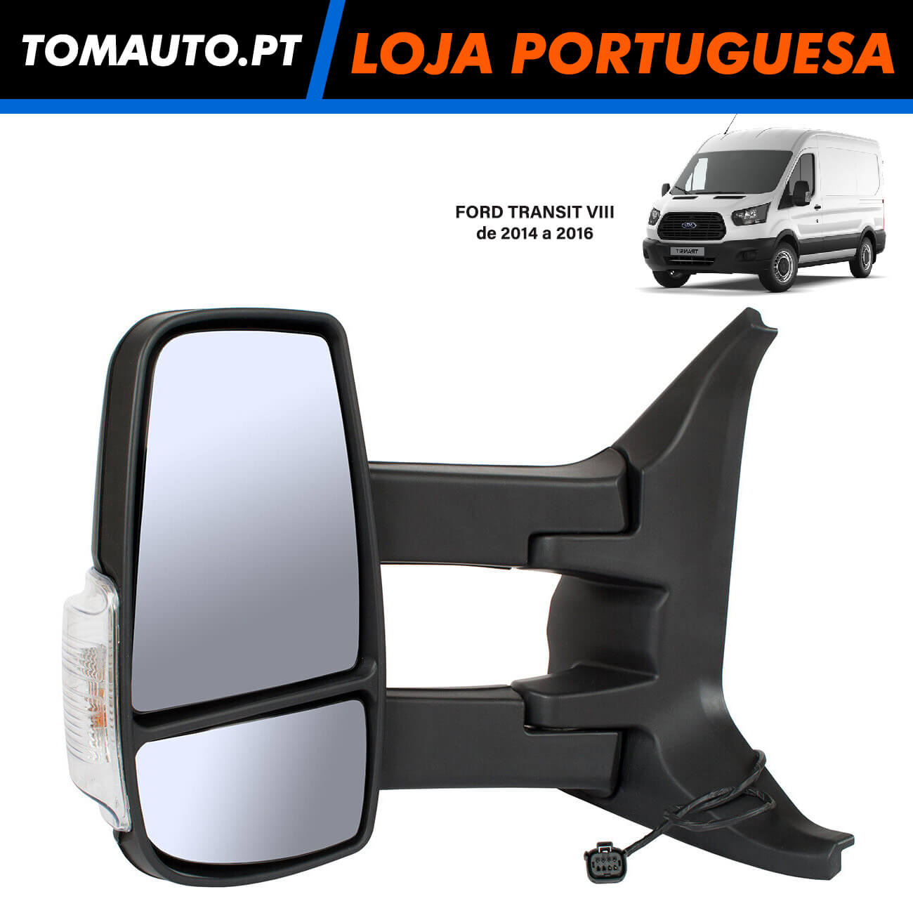 Retrovisor Eletrico Esquerda Braço Longo Ford Transit VIII (14-16)