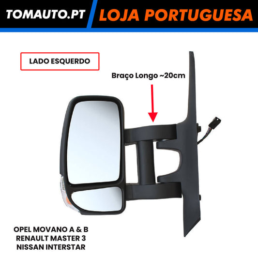 Retrovisor Elétrico Esquerdo Braço Longo Renault Master, Opel Movano e Nissan Interstar - 963020218R - 93197488 - 4419410